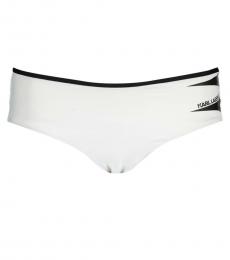 Karl Lagerfeld White Logo Contrast Bikini Bottoms