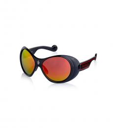 Orange Black Round Shield Sunglasses