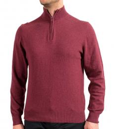 Balmain Maroon Half Zip Pullover Sweater