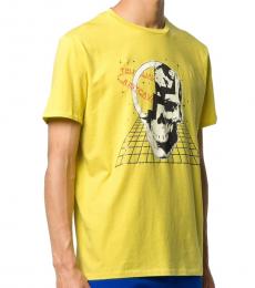 Just Cavalli Yellow Skull Printed Crewneck T-Shirt