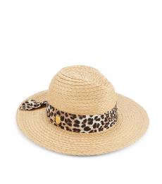 Vince Camuto Natural Animal Print Trim Panama Hat