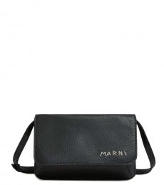 Marni Black Embroidered Logo Small Crossbody Bag