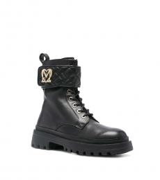 Love Moschino Black Lace Up Ankle Boots