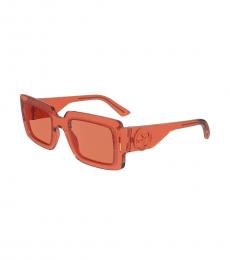 Longchamp Orange Clear Rectangular Sunglasses