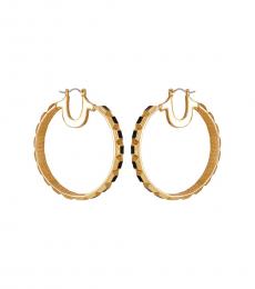 True Religion Golden Enamel Hoop Earrings
