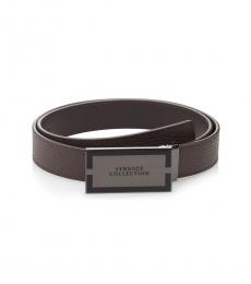 Versace Collection Dark Brown Logo Buckle Belt