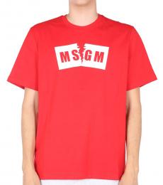 MSGM Red Logo Graphic T-Shirt