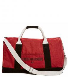 True Religion Red Logo Large Duffle Bag