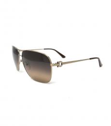 Salvatore Ferragamo Brushed Gold Rectangle Sunglasses