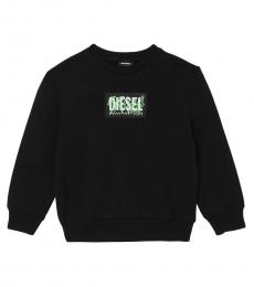 Diesel Little Boys Black Crew Neck Logo Sweatshirt