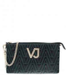Versace Jeans Black/Green Logo Small Shoulder Bag