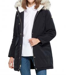 Michael Kors Navy Blue Faux Fur Hooded Anorak