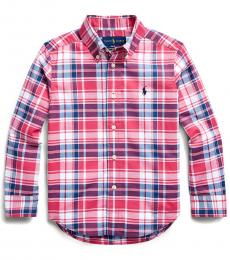 Ralph Lauren Little Boys Red/White Plaid Poplin Shirt
