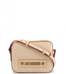 Love Moschino Beige Box Solid Medium Crossbody