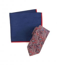 Ted Baker Red Melange Paisley Tie & Pocket Square Set