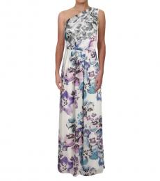 Ralph Lauren Off White Gathered One Shoulder Gown