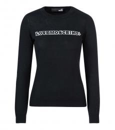 Love Moschino Black Long Sleeves Logo Pullover