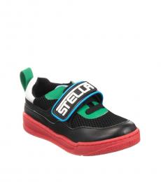 Little Boys Black Velcro Closure Sneakers
