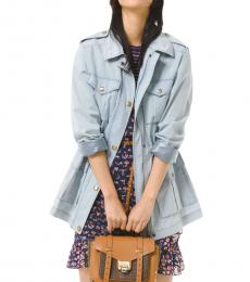 Michael Kors Light Blue Coated Denim Cargo Jacket