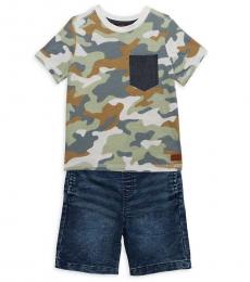 7 For All Mankind 2 Piece T-Shirt/Denim Shorts Set (Little Boys)