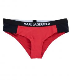 Karl Lagerfeld Red Logo Waistband Bikini Bottoms