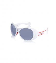 Moncler White Round Shield Sunglasses
