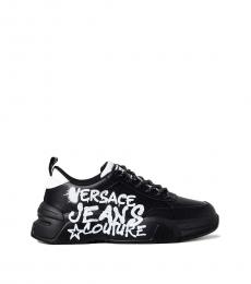 Versace Jeans Couture Black Logo Leather Sneakers