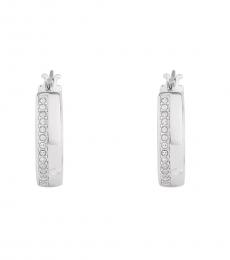Coach Silver Pave Hoop Earrings