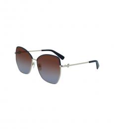 Longchamp Brown Blue Butterfly Sunglasses