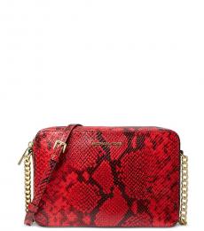Michael Kors Red Jet Set Medium Crossbody Bag