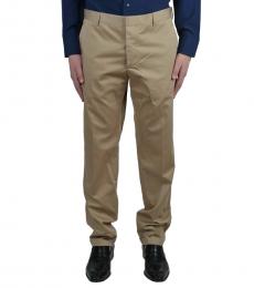 Beige Solid Casual Pants