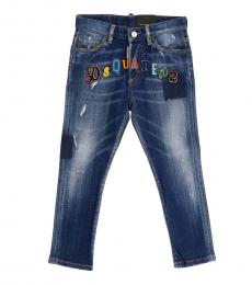Boys Blue Glam Head Patch Jeans