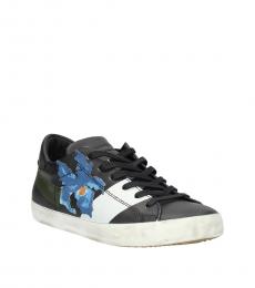 Philippe Model Black Floral Print Low Top Sneakers