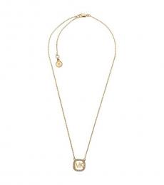 Michael Kors Gold Logo Square Pendant Necklace