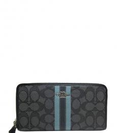 Coach Black Accordion Signature Zip Around Wallet