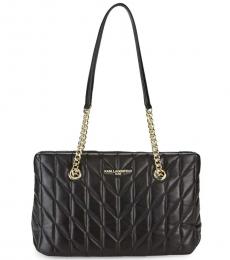 Karl Lagerfeld Black Quilted Chain Large Tote