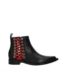 Alexander McQueen Black Red Ankle Boots