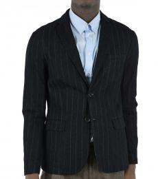 Emporio Armani Dark Blue Button Striped Blazer
