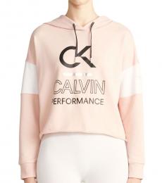Calvin Klein Pink Sand Logo Color Block Hoodie