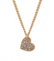 DKNY Gold Crystal Heart Pendant Necklace