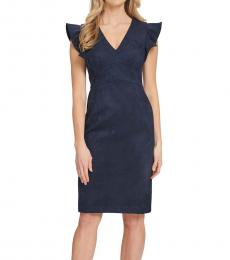 DKNY Midnight Ruffled Cap-Sleeve Sheath Dress