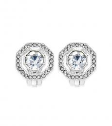 Silver Crystal Octagon Earrings