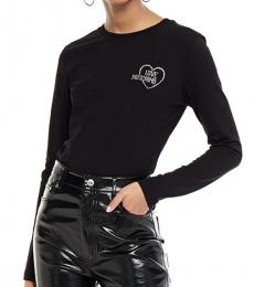 Love Moschino Black Crystal-Embellished Jersey Top