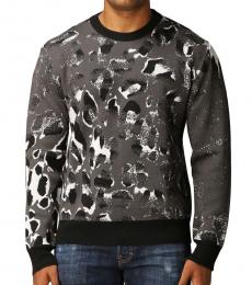 Dark Grey Animal Printed Crewneck Sweater