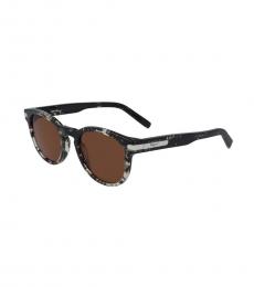 Black Grey Havana Round Sunglasses