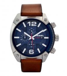 Brown Blue Chronograph Dial Watch
