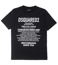 Dsquared2 Boys Black Printed Crewneck T-Shirt