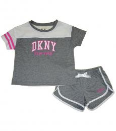 DKNY 2 Piece T-Shirt/Shorts Set (Little Girls)