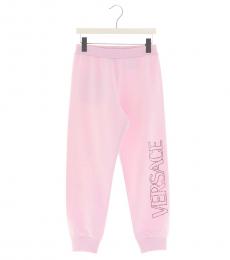 Versace Little Girls Pink Crystal Logo Joggers