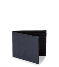 Calvin Klein Navy Ribbed Leather Slimfold Wallet